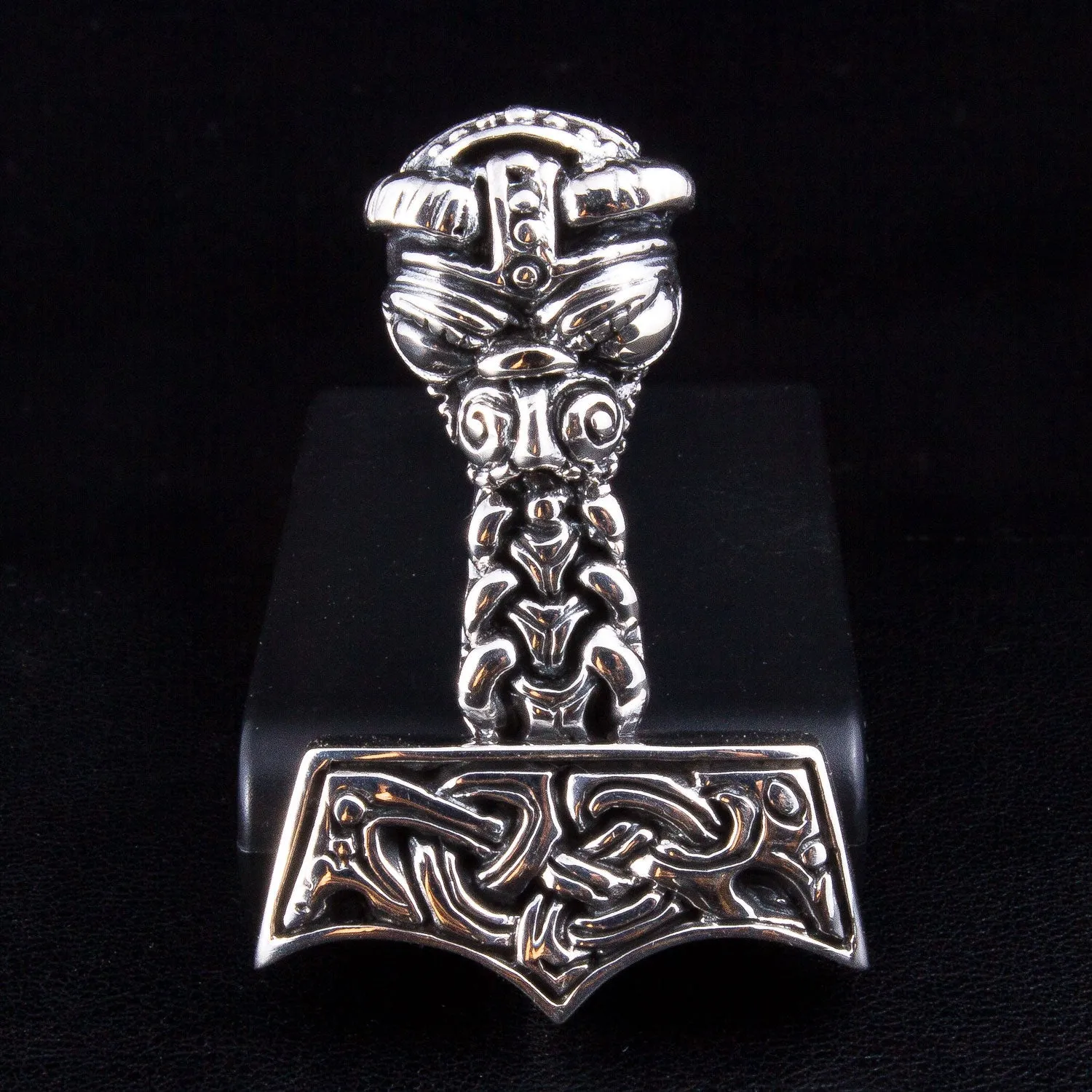 Thors Hammer 925 Sterling Silver Mens Pendant Necklace