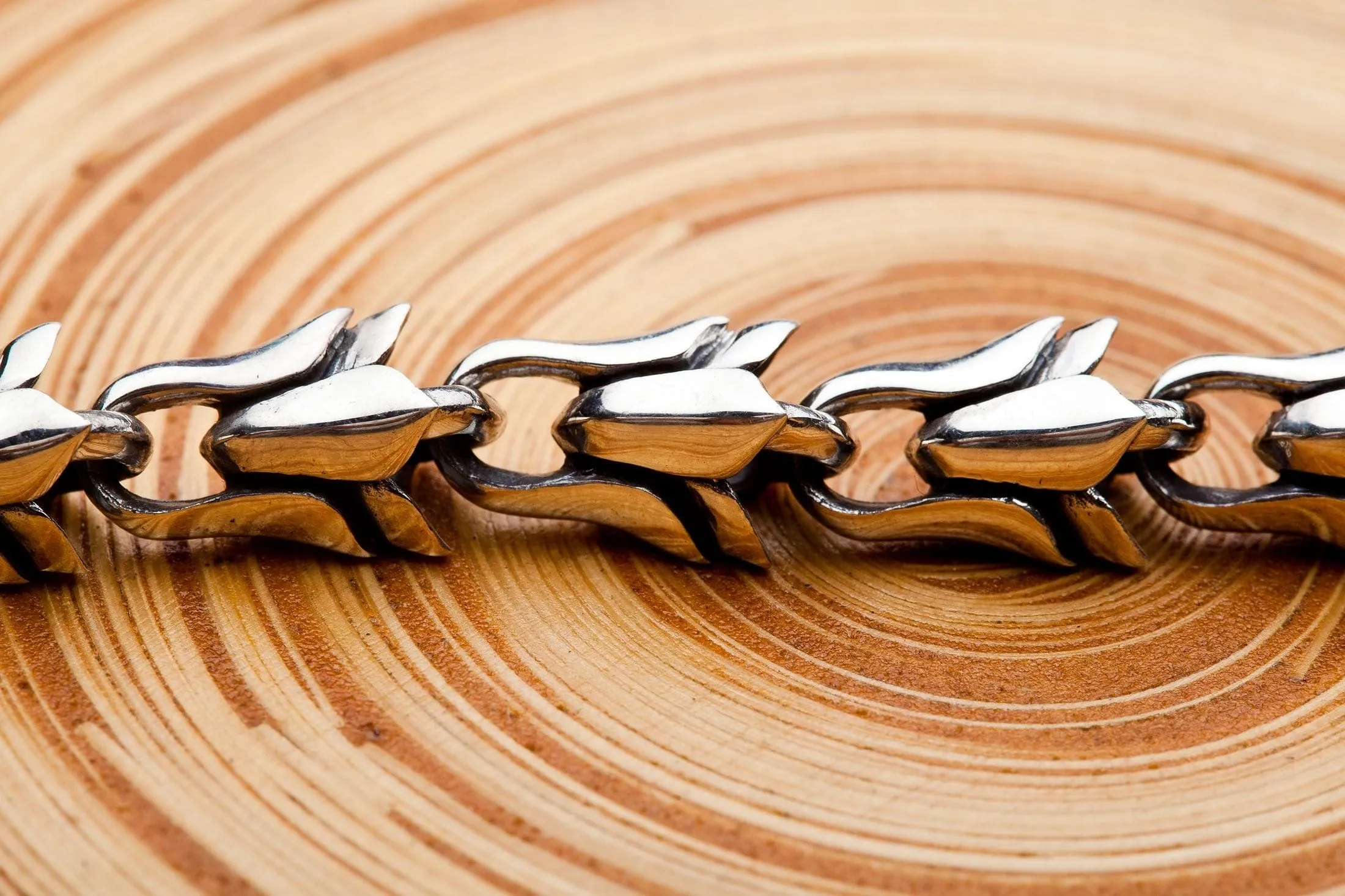 Tribal Floral Link Sterling Silver Bracelet
