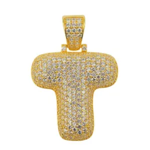 TVJT - Sterling Silver CZ Letter T Pendant
