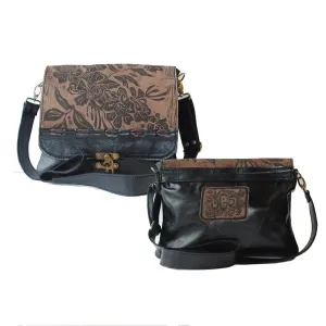 Uptown Messenger Handbag in Rose Print by Christina Hankins