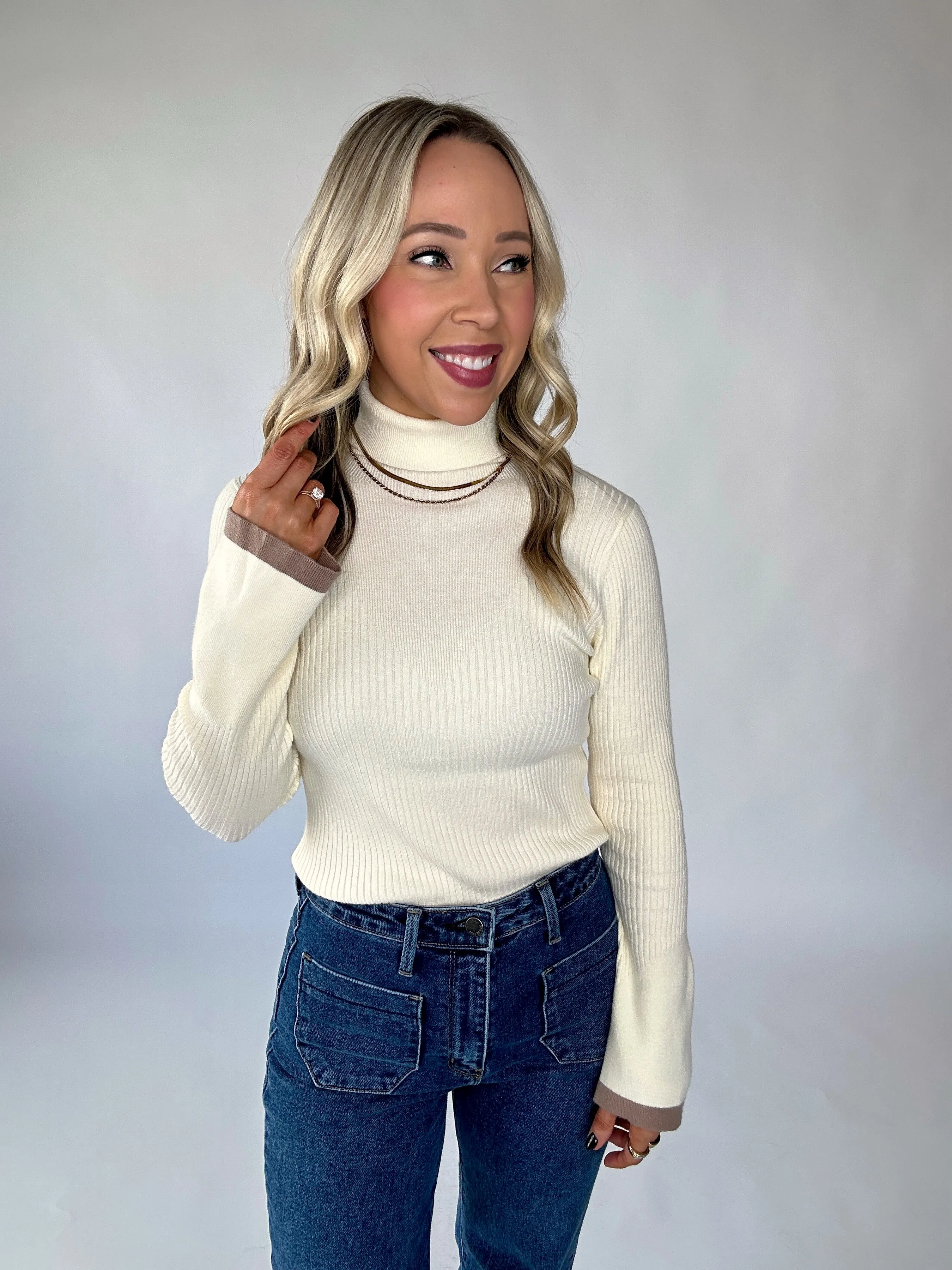 VARLEY Ravena Rib Knit High-Neck Top - Egret
