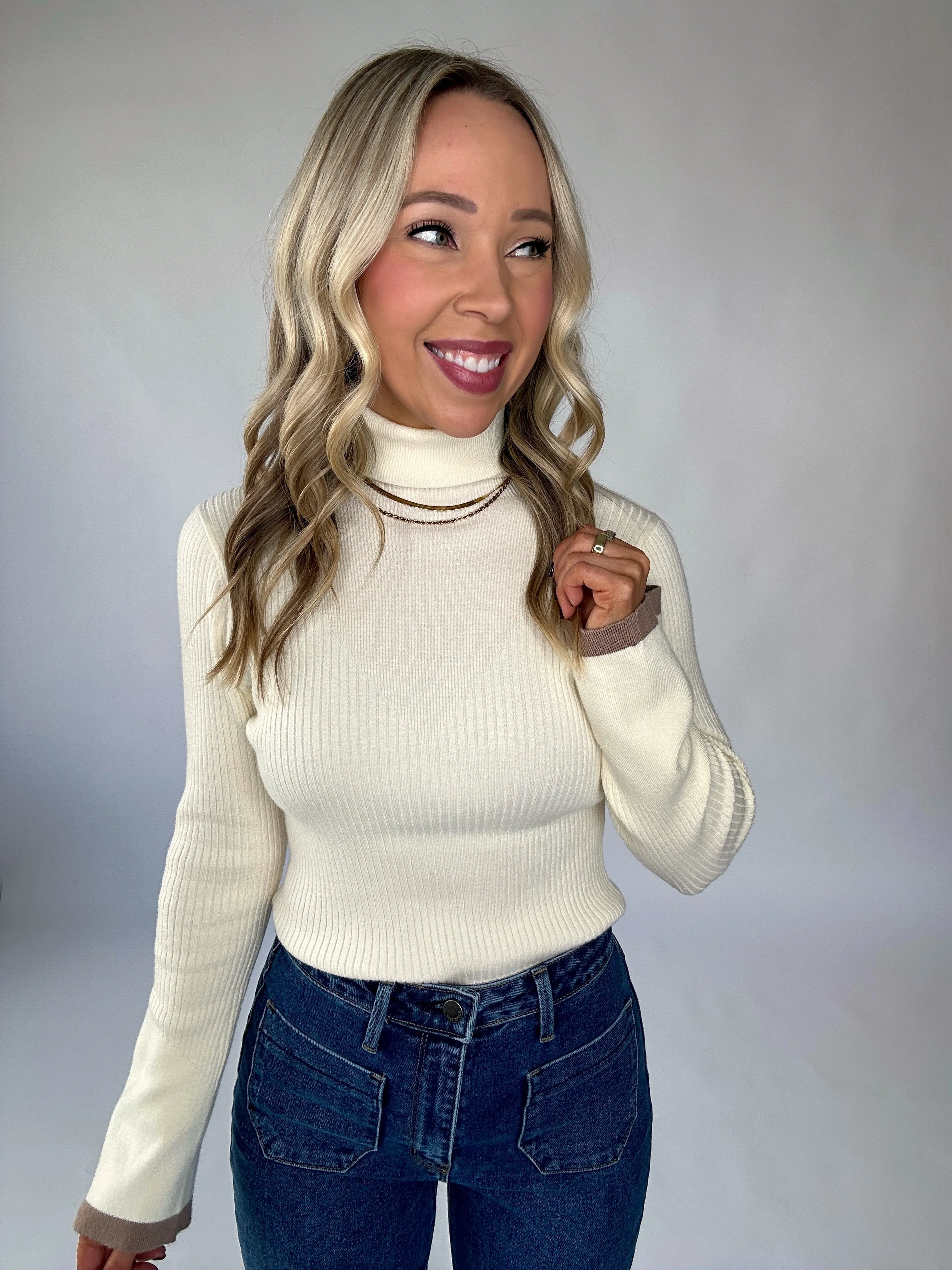 VARLEY Ravena Rib Knit High-Neck Top - Egret