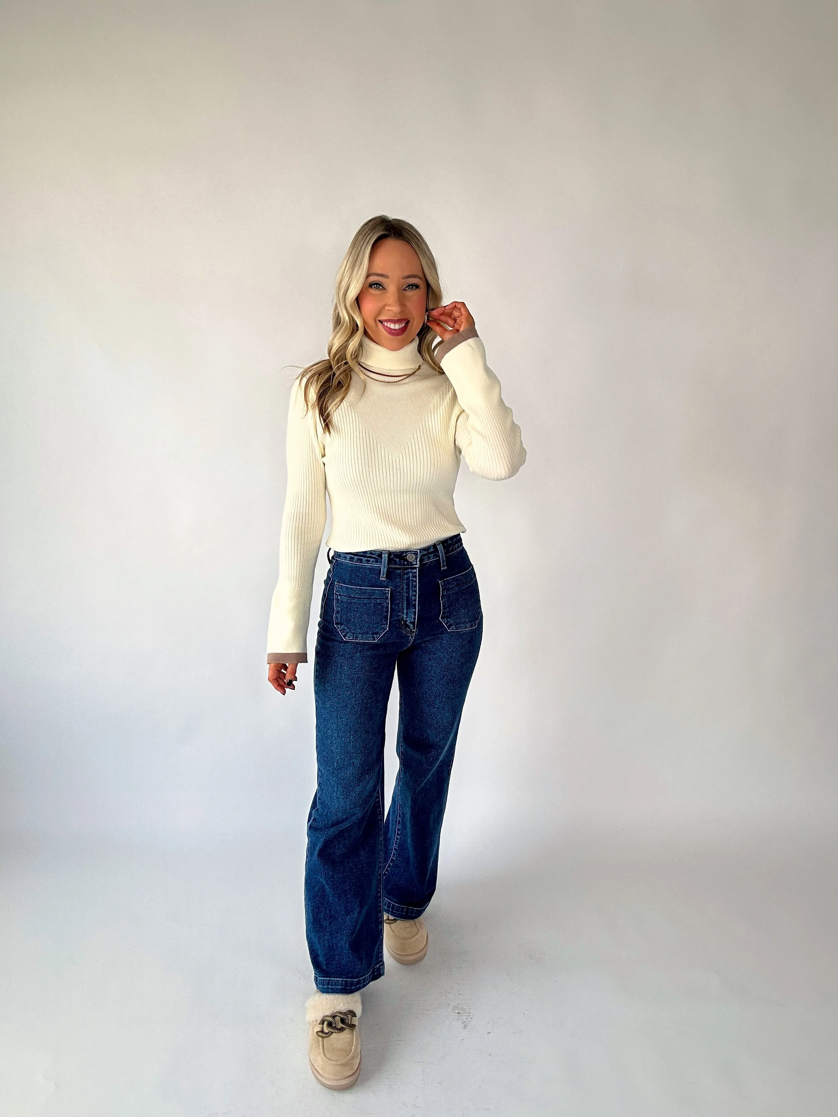 VARLEY Ravena Rib Knit High-Neck Top - Egret
