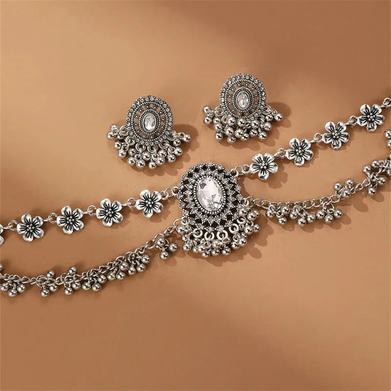 Vintage Bohemian Flower Jewelry Set Indian Tribal Design