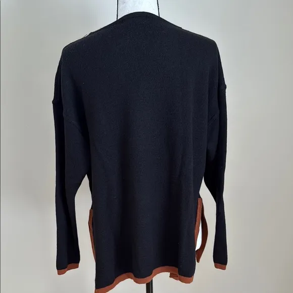 Vintage Framo by Cariolo Made in Italy Black Brown Trim Women's Wool Sweater M