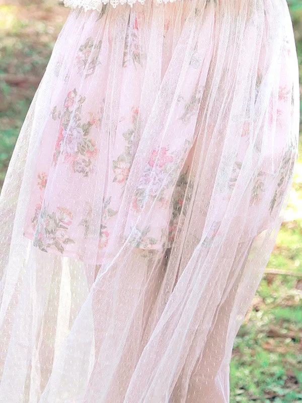 vintage garden sheer double-layered skirt