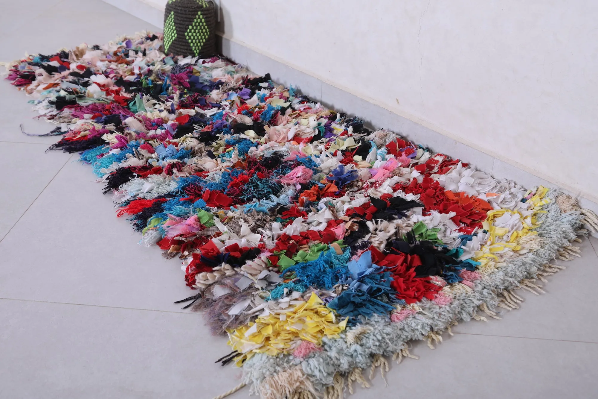 Vintage Moroccan Handmade Boucherouite Rug – 2 x 5.5 Feet