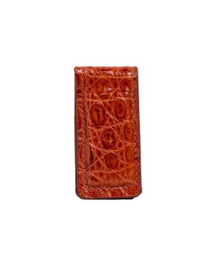 W. KLEINBERG | Money Clip Crocodile | Matte Cognac