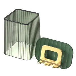 Wall-Mounted Toothbrush Cup Set - Punch-Free Bathroom Toilet Mouthwash Cup & Toothbrush Holder (Green and White)