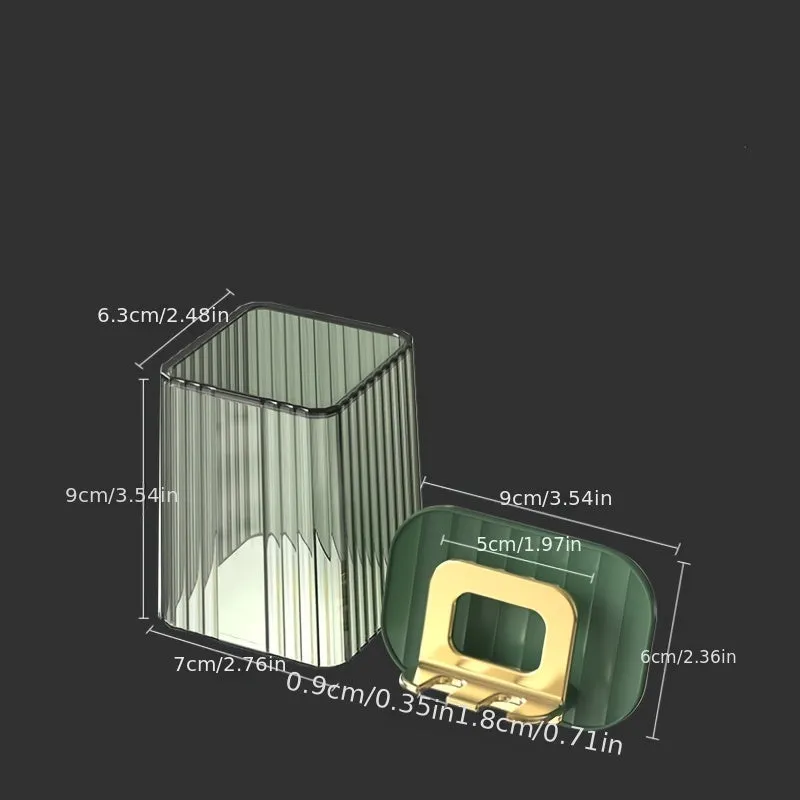 Wall-Mounted Toothbrush Cup Set - Punch-Free Bathroom Toilet Mouthwash Cup & Toothbrush Holder (Green and White)