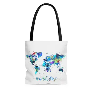 Wanderlust World Map Tote Bag
