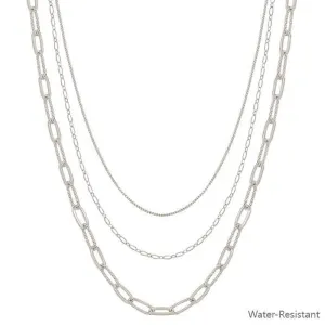 Water Resistant Triple Layered Clip Chain Necklace