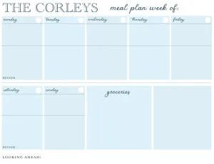 Weekly Meal Plan Calendar