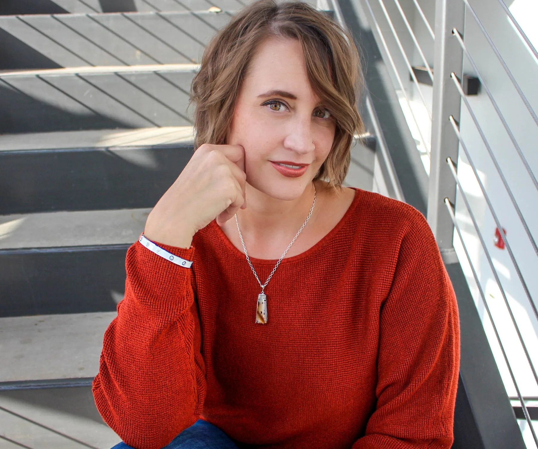 Wild Cat Spotted Montana Agate Angular Necklace