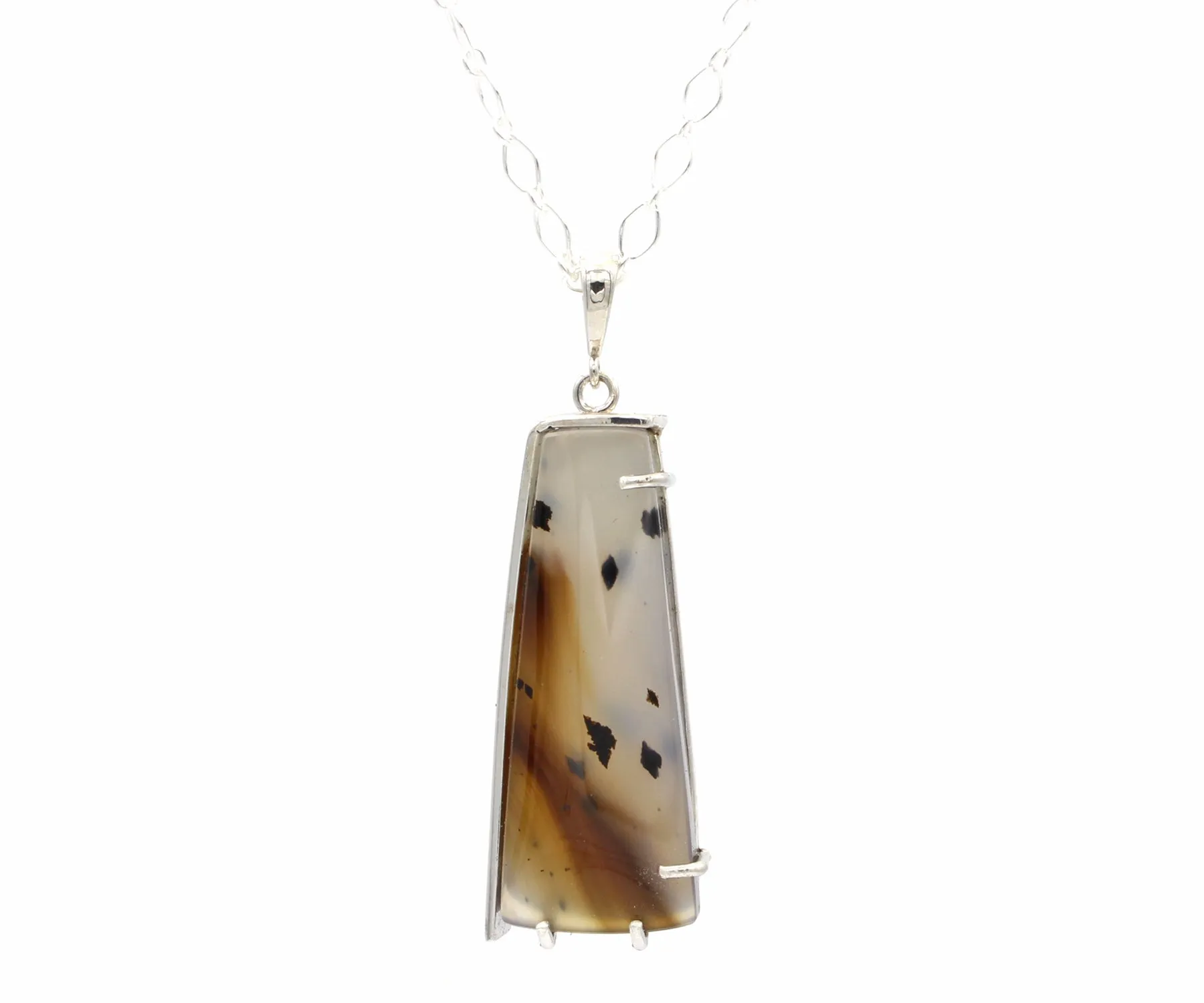 Wild Cat Spotted Montana Agate Angular Necklace