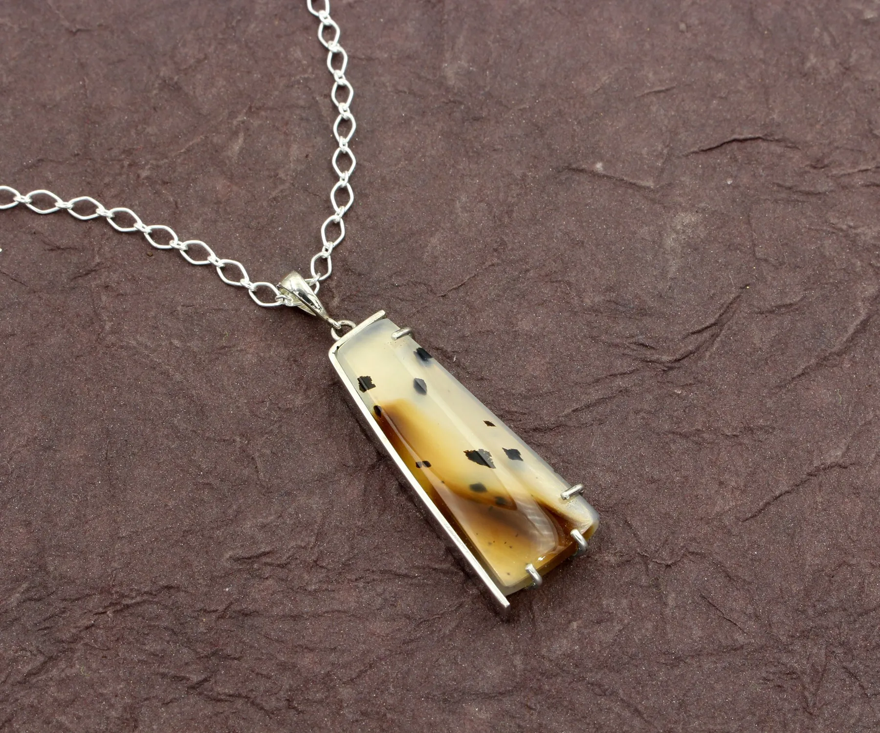 Wild Cat Spotted Montana Agate Angular Necklace