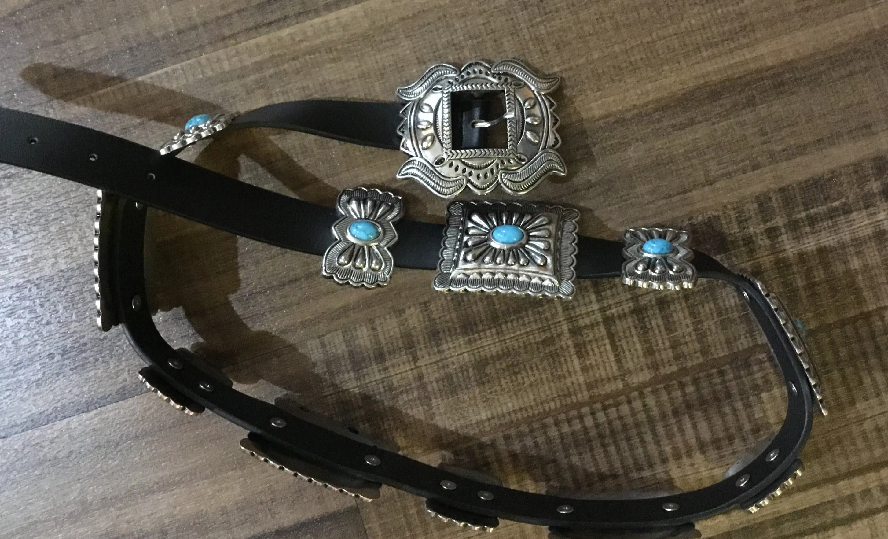 Women's Silver & Turquoise Concho Belt