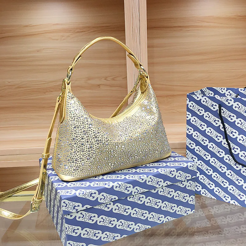 XIEYINSHE Guangzhou Shiling Bag Handbag Women's Niche High Sense Delicate Rhinestone Women's Bag Dinner Bag Large Capacity Totes
