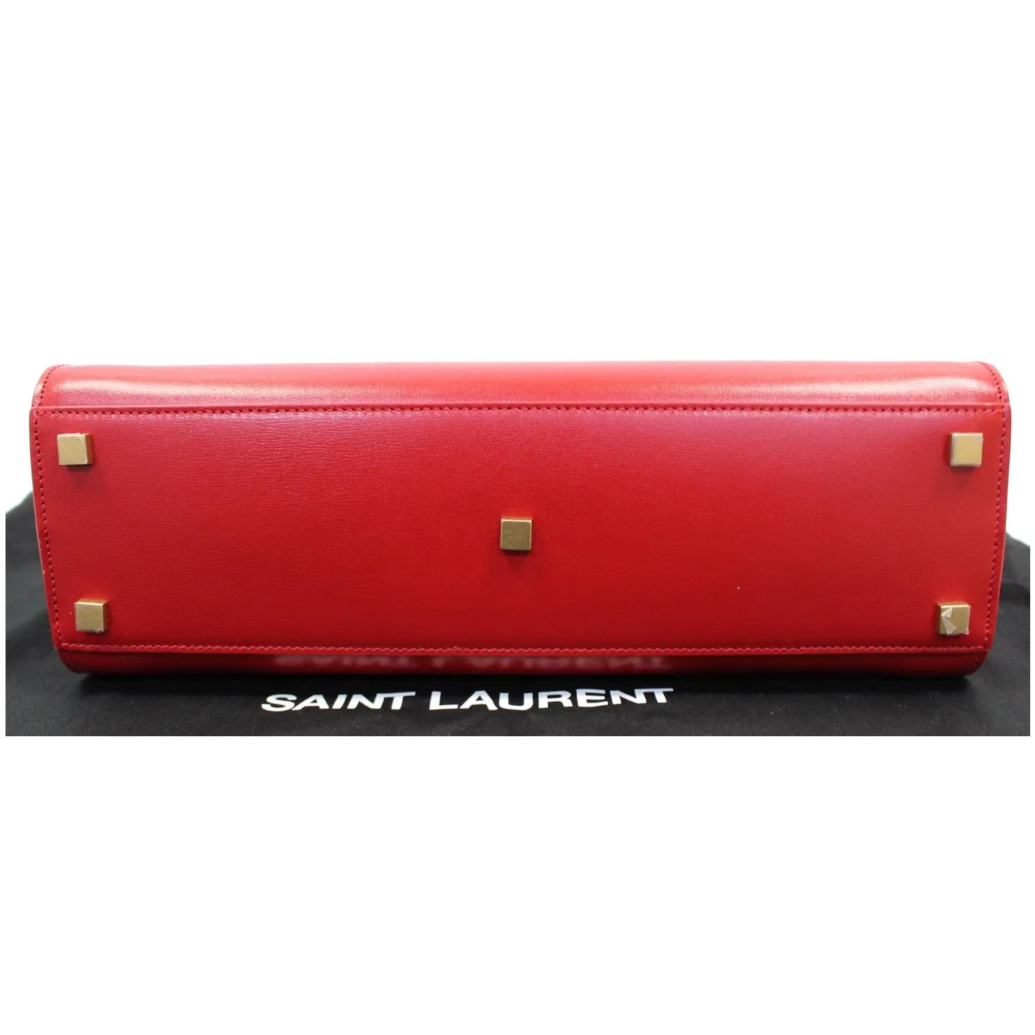 YVES SAINT LAURENT Small Manhattan Calfskin Leather Shopper Tote Bag Red - Last Call