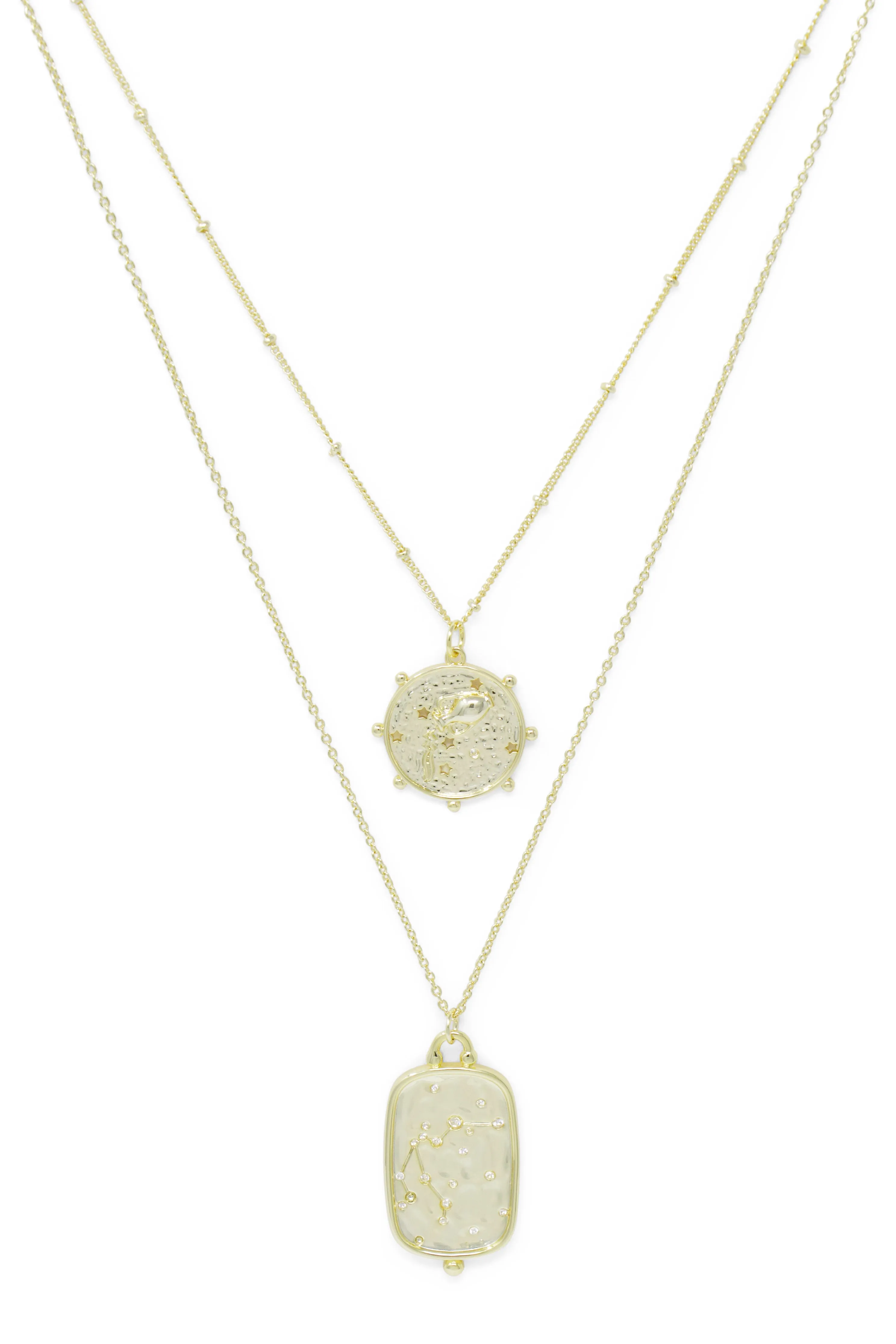 Zodiac Layered Necklace, Aquarius