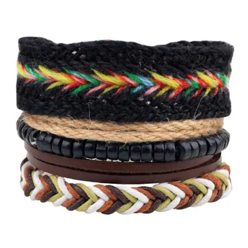 ZOSHI Vintage Tribal Bohemian Wood Beads Bracelet Boho Bracelet Cuff Men Leather Braclet Femme Male Wrist Band Handmade Jewelry